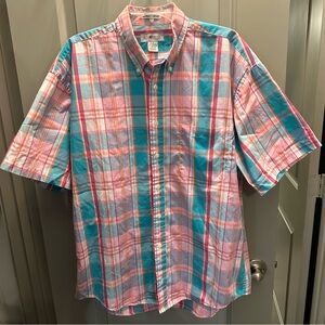 Sun River Size L Short Sleeve Plaid Button Down Shirt EUC